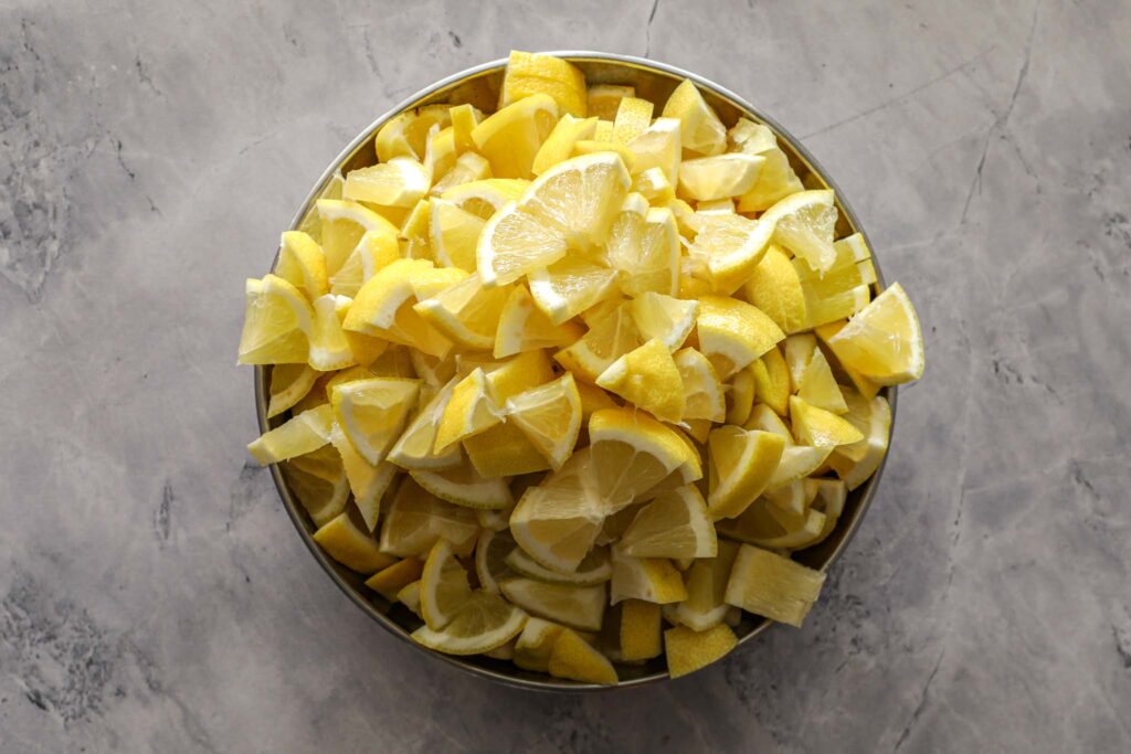 Sliced Lemons for Indian pickle, nimbu