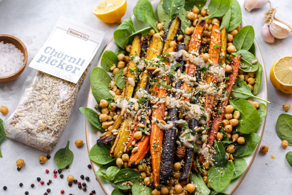 roasted-chickpea-carrots-spinach-salad-recipe
